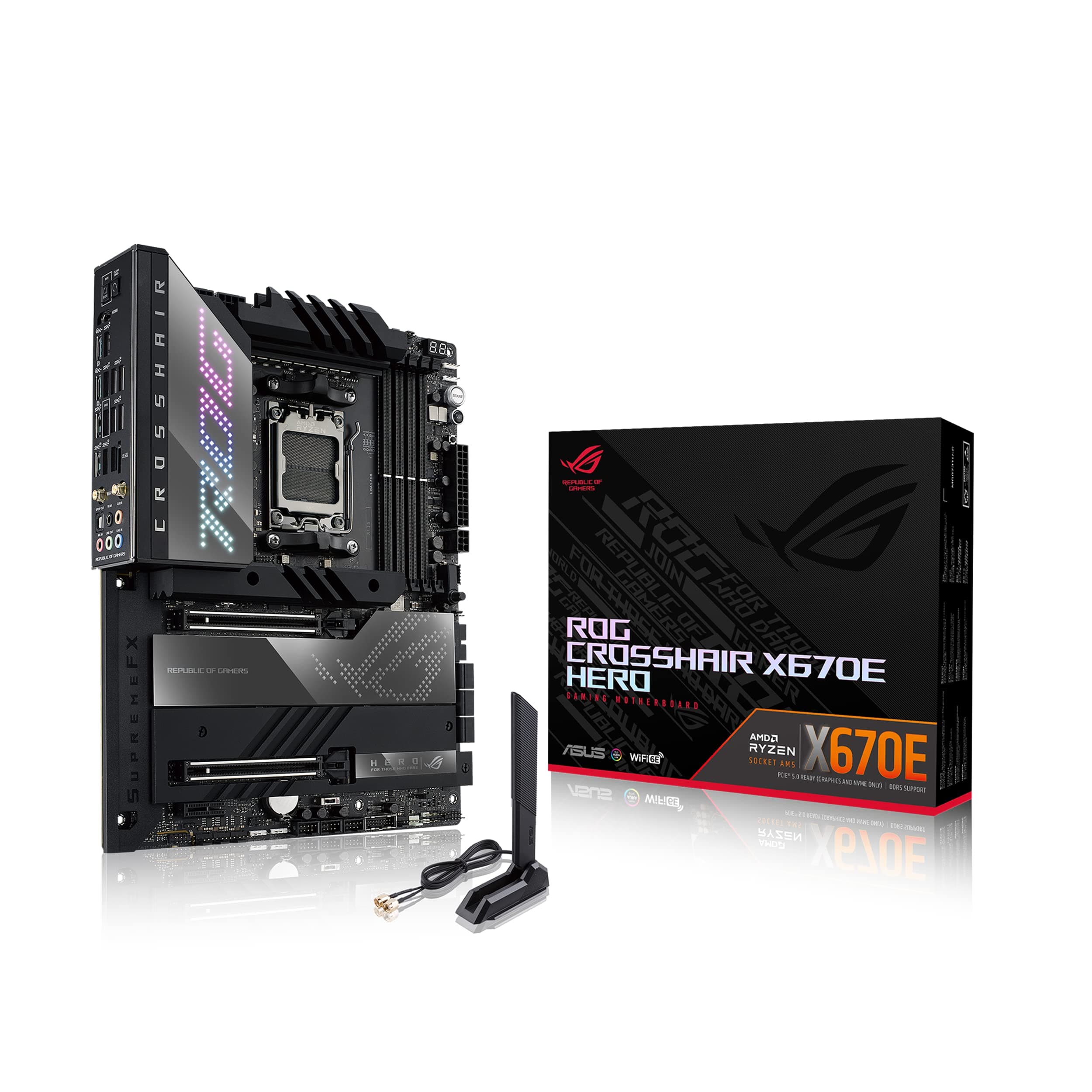 ASUS ROG Crosshair X670E Hero (WiFi 6E) Sockel AM5 (LGA 1718) Ryzen 7000 Gaming Motherboard… product image