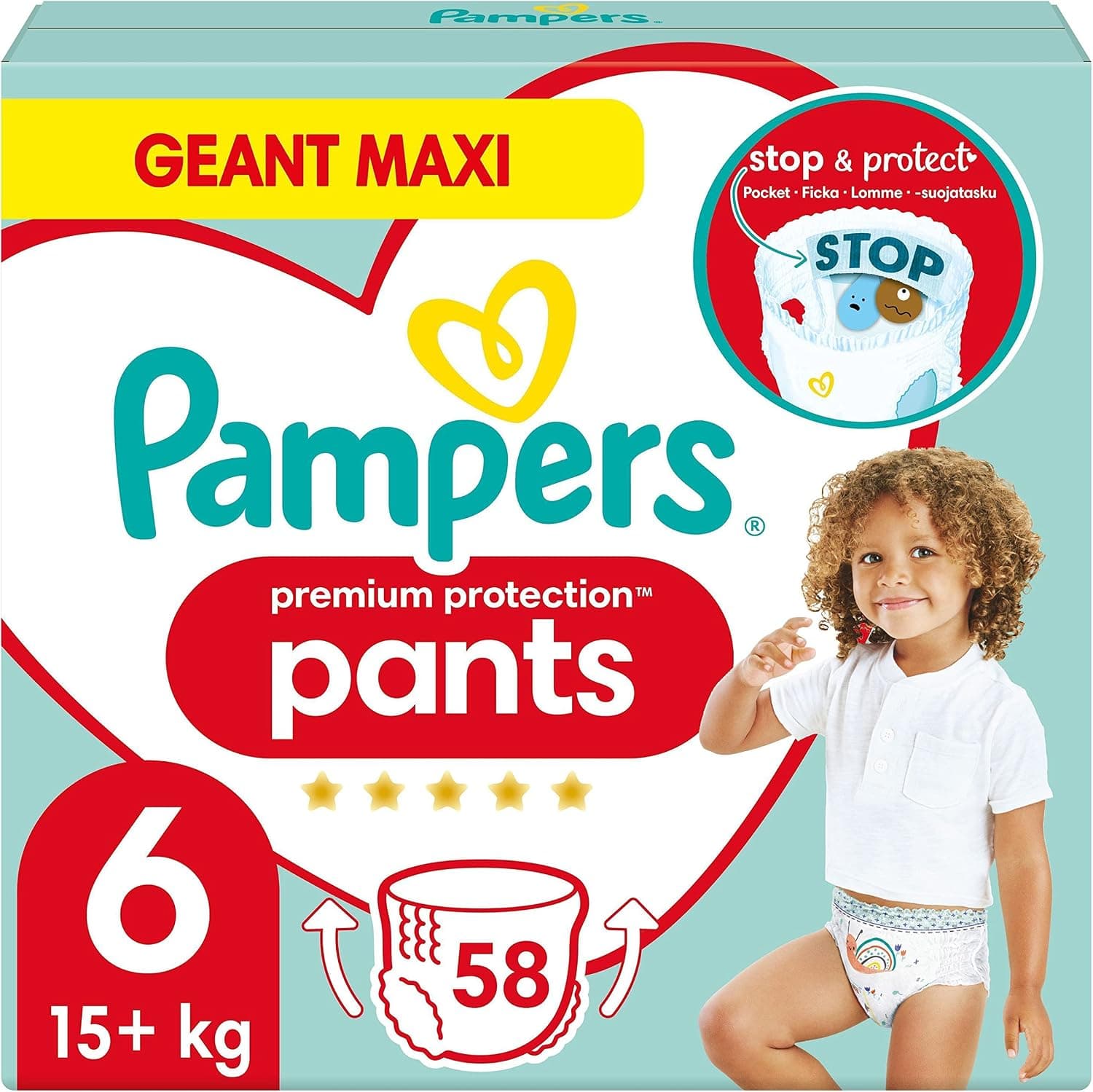 Pampers Premium Protection Nappies Size 6, 58 Nappies, 15 kg+, Pampers Best Comfort and… product image