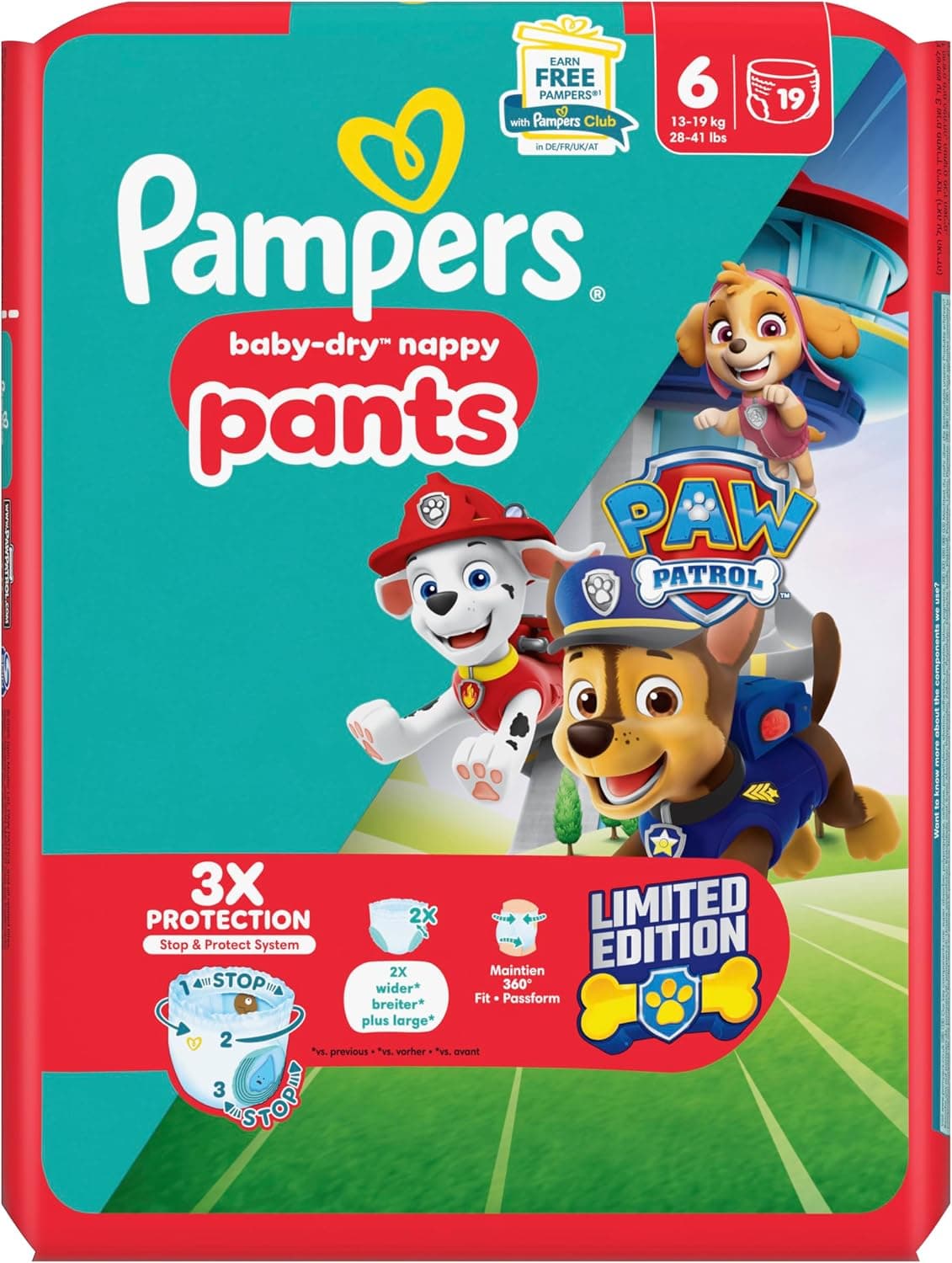 Pampers Baby-Dry Pants Paw Patrol Edition Size 6 13-19 kg (Pack of 19) product image