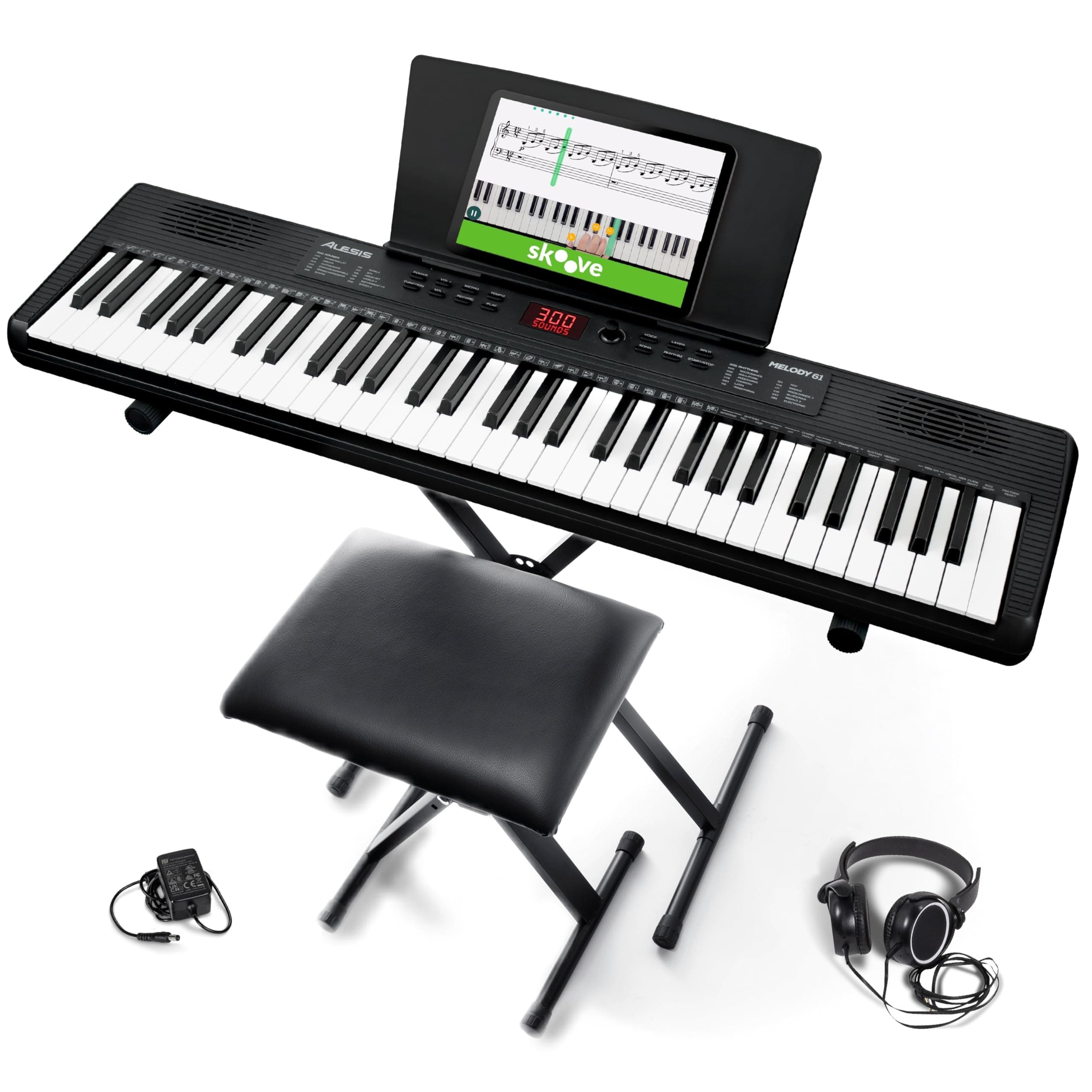 Alesis Melody 61 Keyboard Piano für Anfänger mit 61 Tasten Lautsprechern, Ständer, Bank,… product image