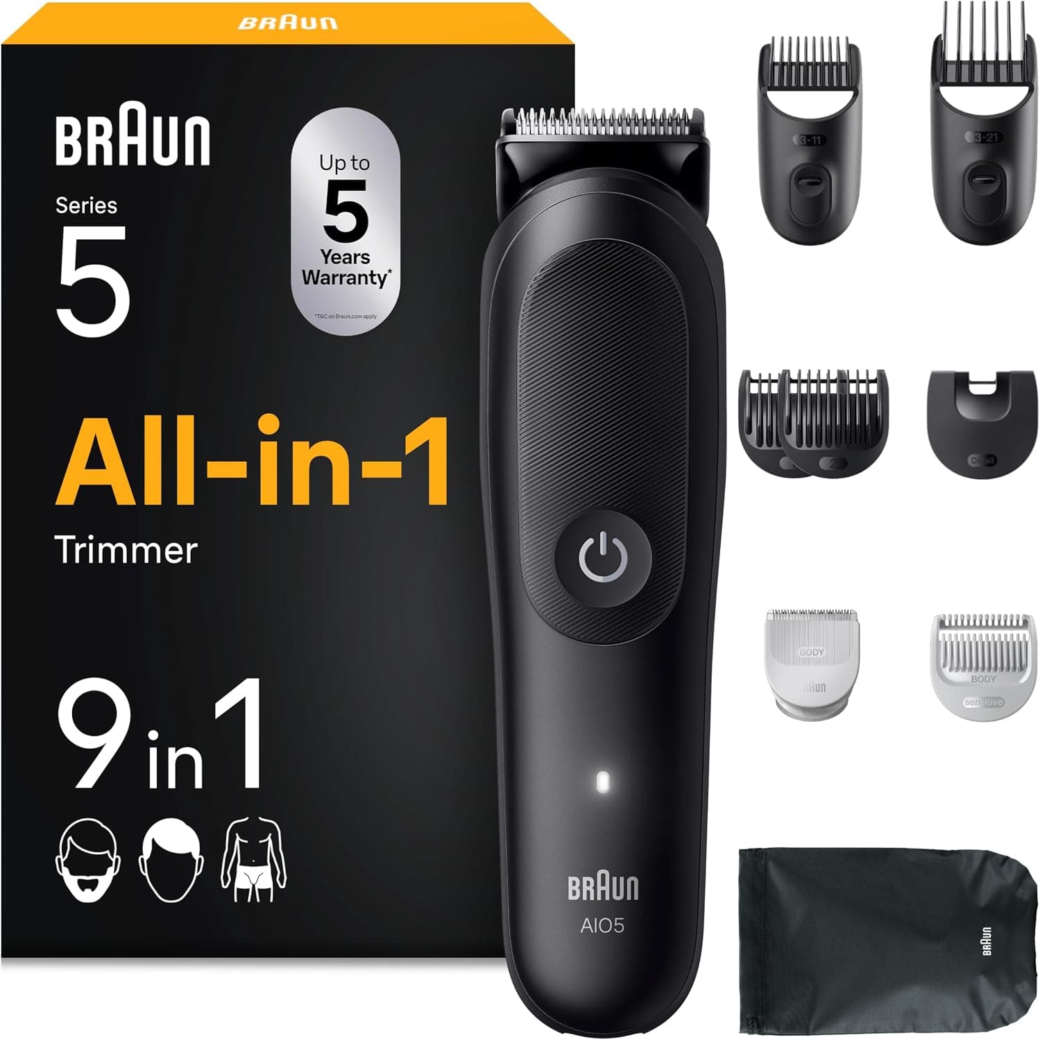 Braun Multigroom All-in-One Series 5, 9-in-1 Trimmer-Set, AIO5540, Schwarz product image