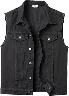 Mens Denim Biker Vest Ripped Vintage Cowboy Gilets Sleeveless Jean Jacket Trucker Vest product image