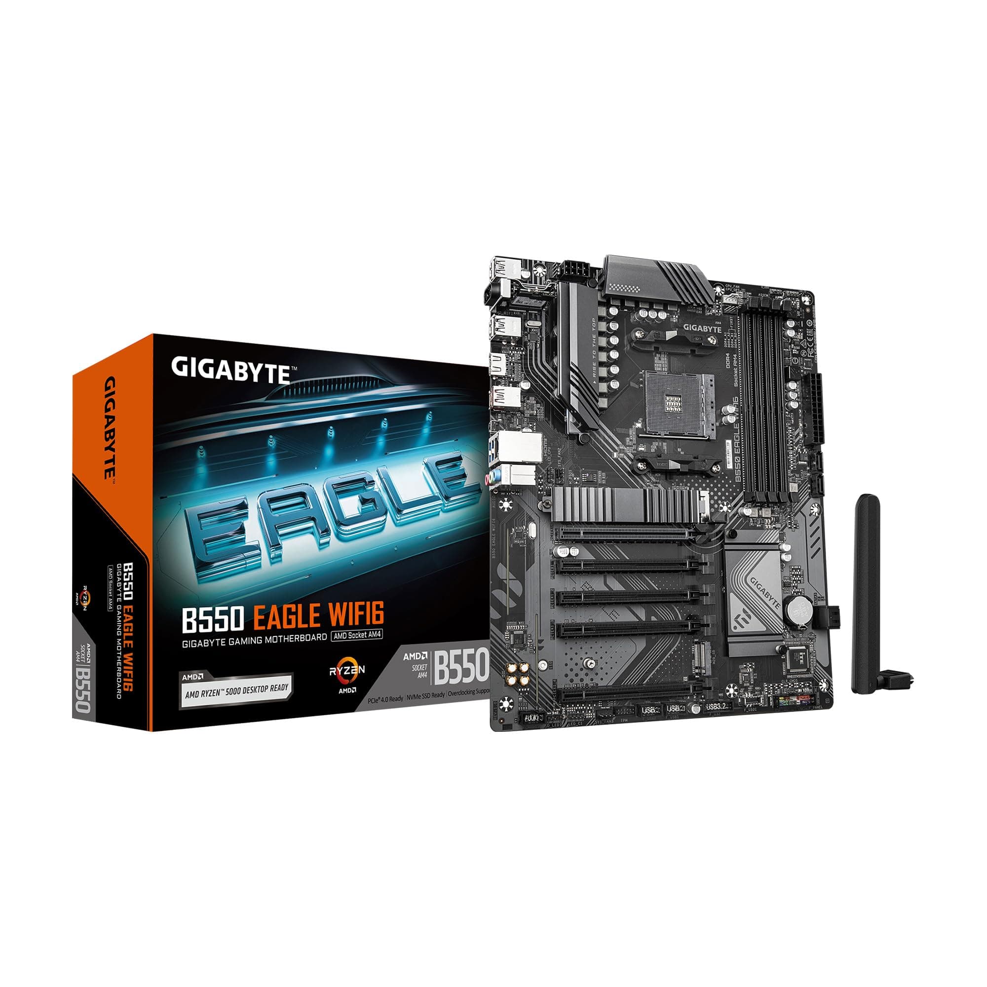 GIGABYTE B550 Eagle WIFI6 Mainboard – AMD Ryzen 5000 G-Serie CPUs, 10+3+1 Phasen VRM, bis zu… product image
