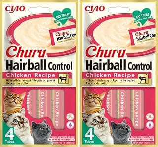 Churu Sticks Hairball Chicken Recipe (4 x 14g) / Soft & Creamy INABA Cat Treat, Delicious &… product image