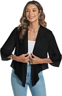 Women's Shrugs Summer Bolero Chiffon 3/4 Sleeves Open Front Loose Elegant Evening Cover up… product image