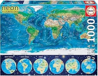 KD Toys Educa Borras 16760 "Neon World Map Puzzle (1000-Piece) product image