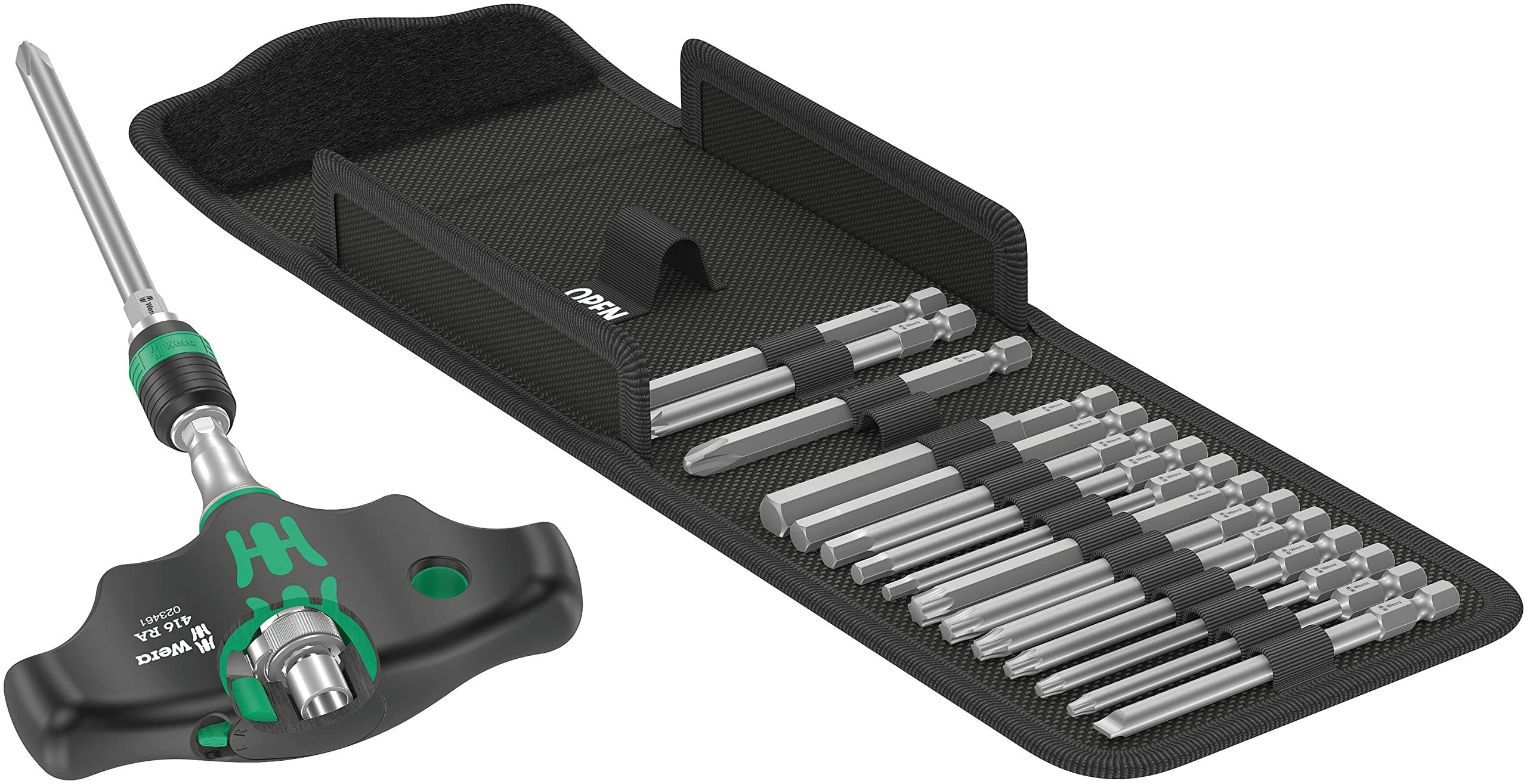 Wera 05023471001 Kraftform Kompakt 400 RA Set 1, T-Handle Bit Holder with Ratchet Function and… product image