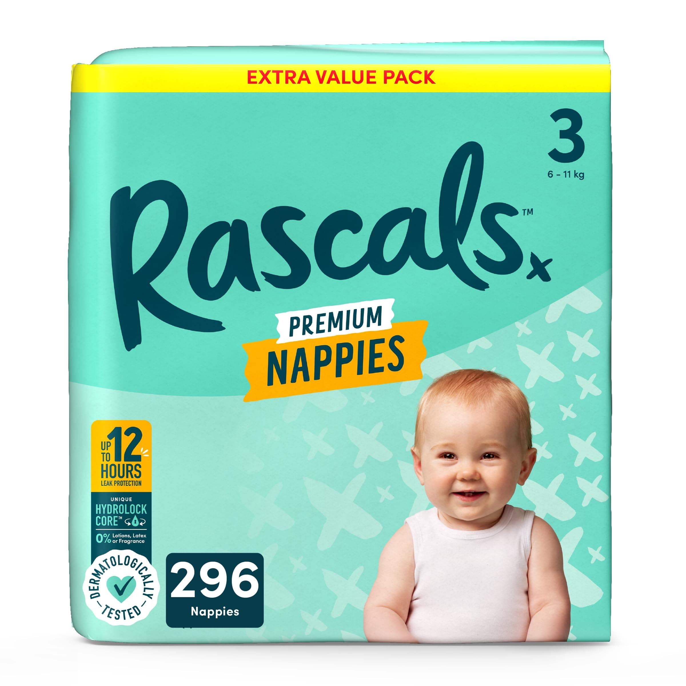 Rascals Premium Nappies丨Size 3丨Total 296 Nappies丨Absorbent丨Infant丨Overnight Diapers Dry and… product image