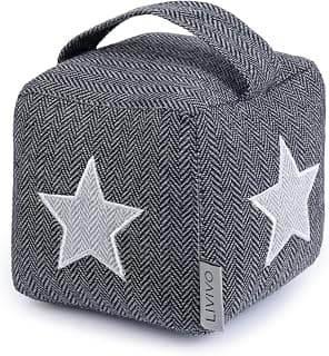LIVIVO Heavy Cube Door Stopper with Handle, Tweed-Style Tough Fabric Cover Weighted Cute… product image
