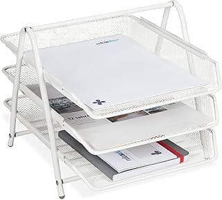 Metal Document Tray 3 Compartments Grid Design Office for A4 Letter Tray H x W x D: 26.5 x… product image