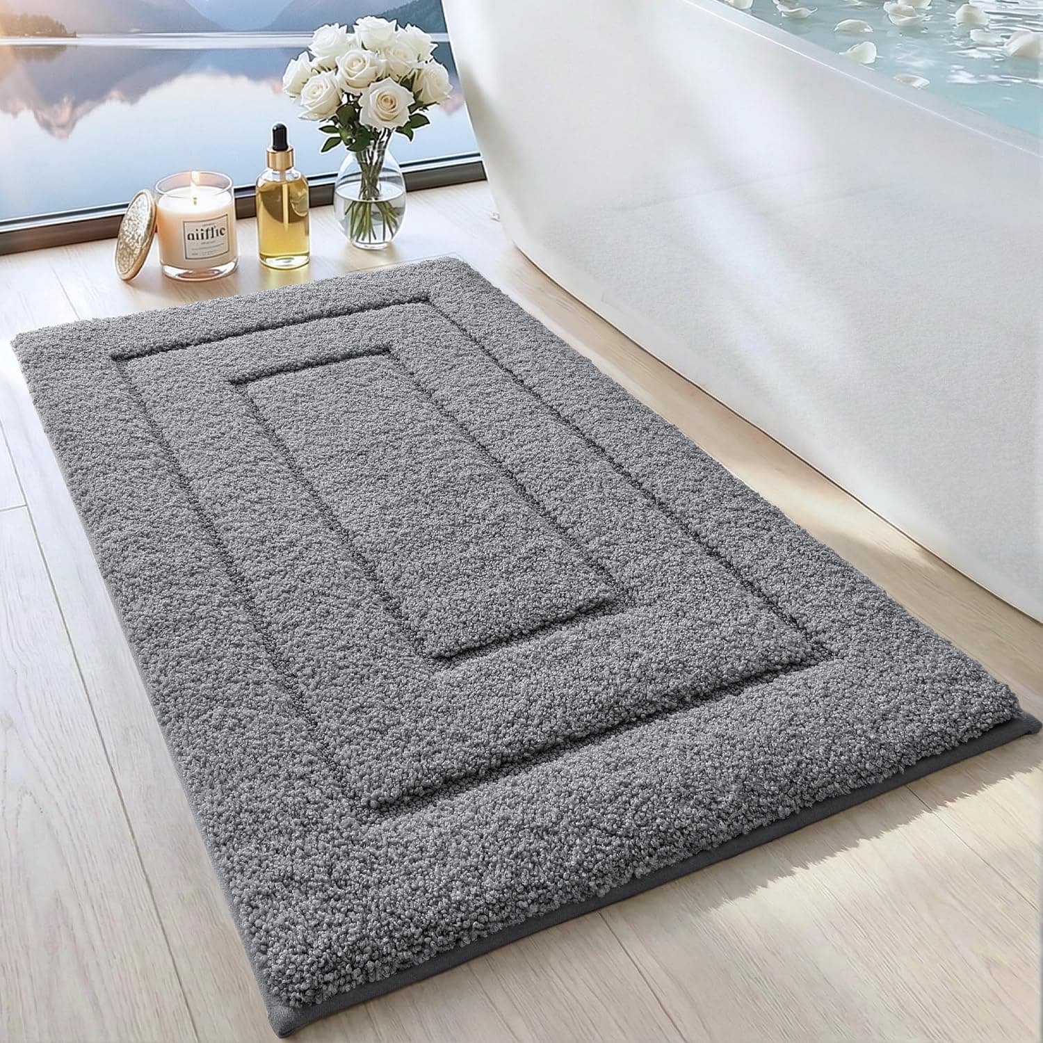 DEXI Bath Mat 40 x 60 cm, Extra Soft Absorbent Microfiber, Non-Slip Bathroom Mats, Machine… product image