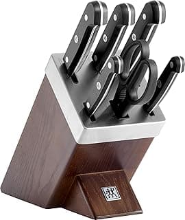 Gourmet Self-Sharpening Knife Block Set with Knives, 7-Piece, Special Stainless Steel, Brown,… product image