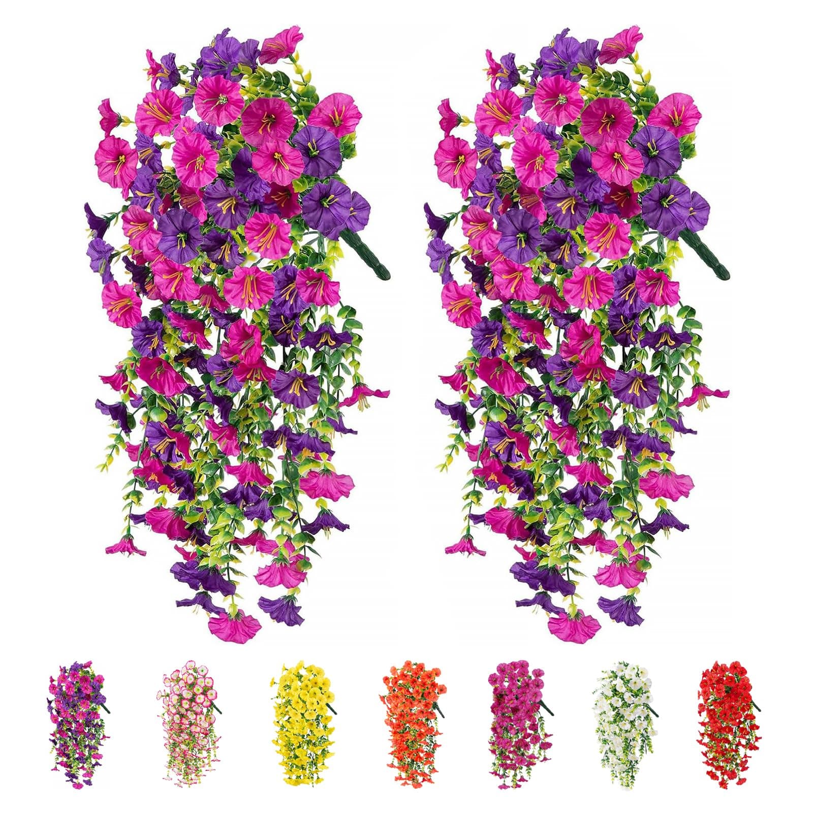 2Pcs Artificial Hanging Flowers Outdoor, Fake Trailing Plants Morning Glory Decoration… product image