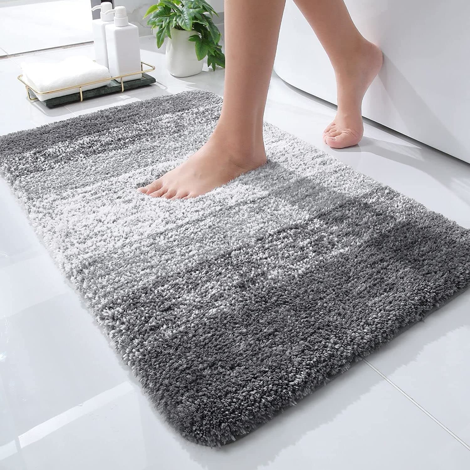 smiry Microfiber Bath Mat, 40 x 60 cm, Non-Slip Super Absorbent Bathroom Mat, Extra Soft Thick… product image