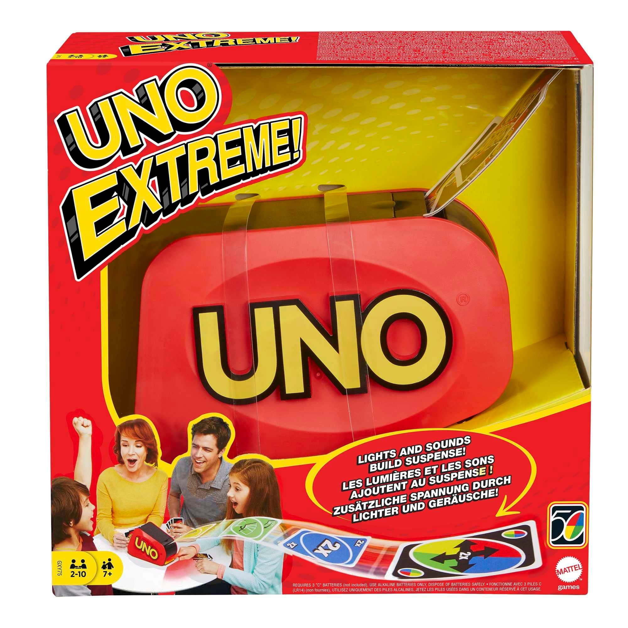 Mattel Games UNO Extreme, UNO Kartenspiel für die Familie, mit Kartenwerfer, Reisespiel oder… product image