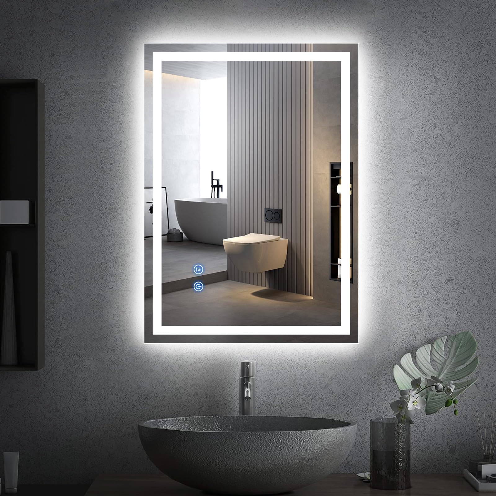 CROWNSHOP Bathroom Mirror with LED Lights 70x50cm – LED Illuminated Mirror with Anti-Fog, 3… product image