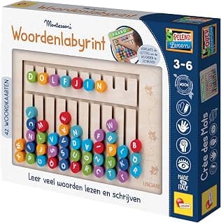 Lisciani - Montessori Word Labyrinth - Wooden Educational Game for Children 3-6 Years -… product image