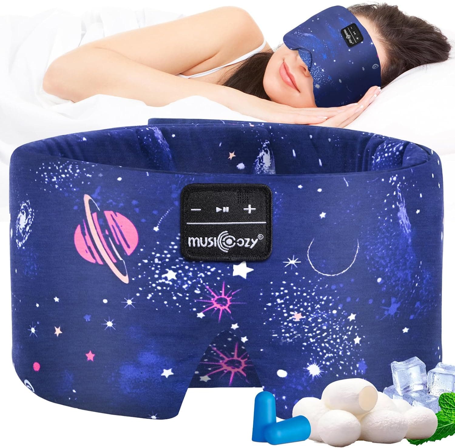 MUSICOZY Masque de Sommeil avec écouteurs | Masque pour Les Yeux occultant 3D en Coton de… product image