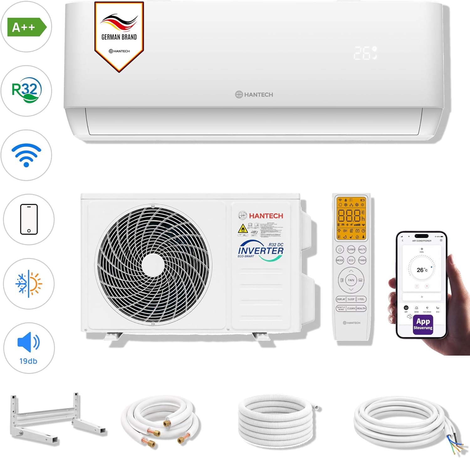 HANTECH H-PRO Split Klimaanlage 12000 BTU für Räume bis 45 m² als Komplettset mit… product image