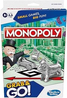 Hasbro Gaming Monopoly Grab and Go Portable Strategy Board Game for Kids Ages 8+ for 2-4… product image