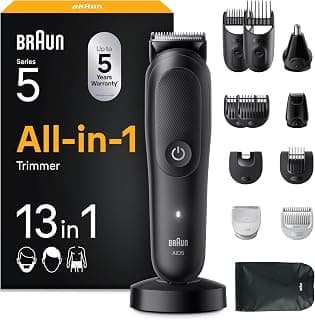 Braun Multigroom All-in-One Series 5, 13-in-1 Trimmer, AIO5565, Black | Beard trimmer, nose… product image