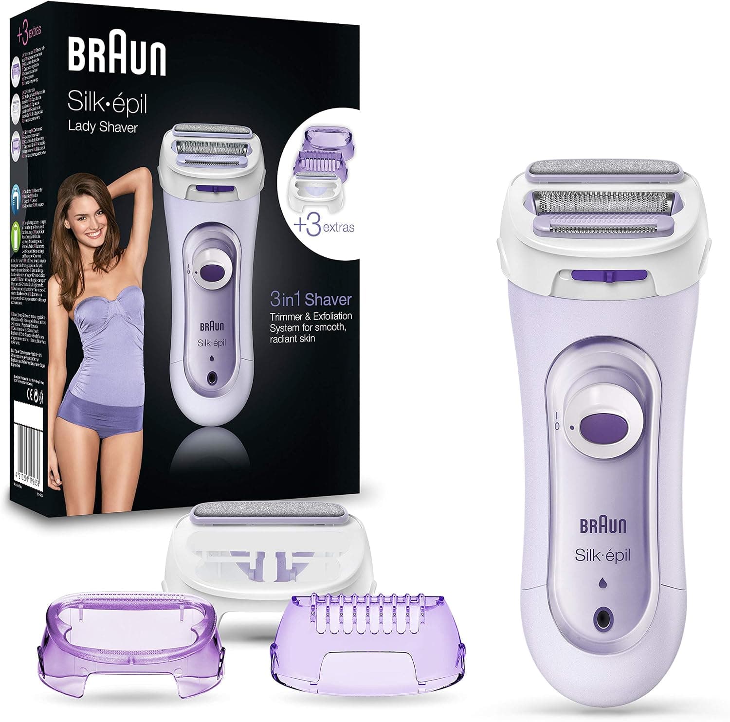 Braun Silk-épil Lady Shaver Rasoio Elettrico Donna, LS5-560 Viola | Depilatore Corpo Donna con… product image