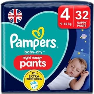 Baby-Dry Night Nappy Pants Size 4, 32 Night Nappies, 9kg-15kg, Essential Pack product image