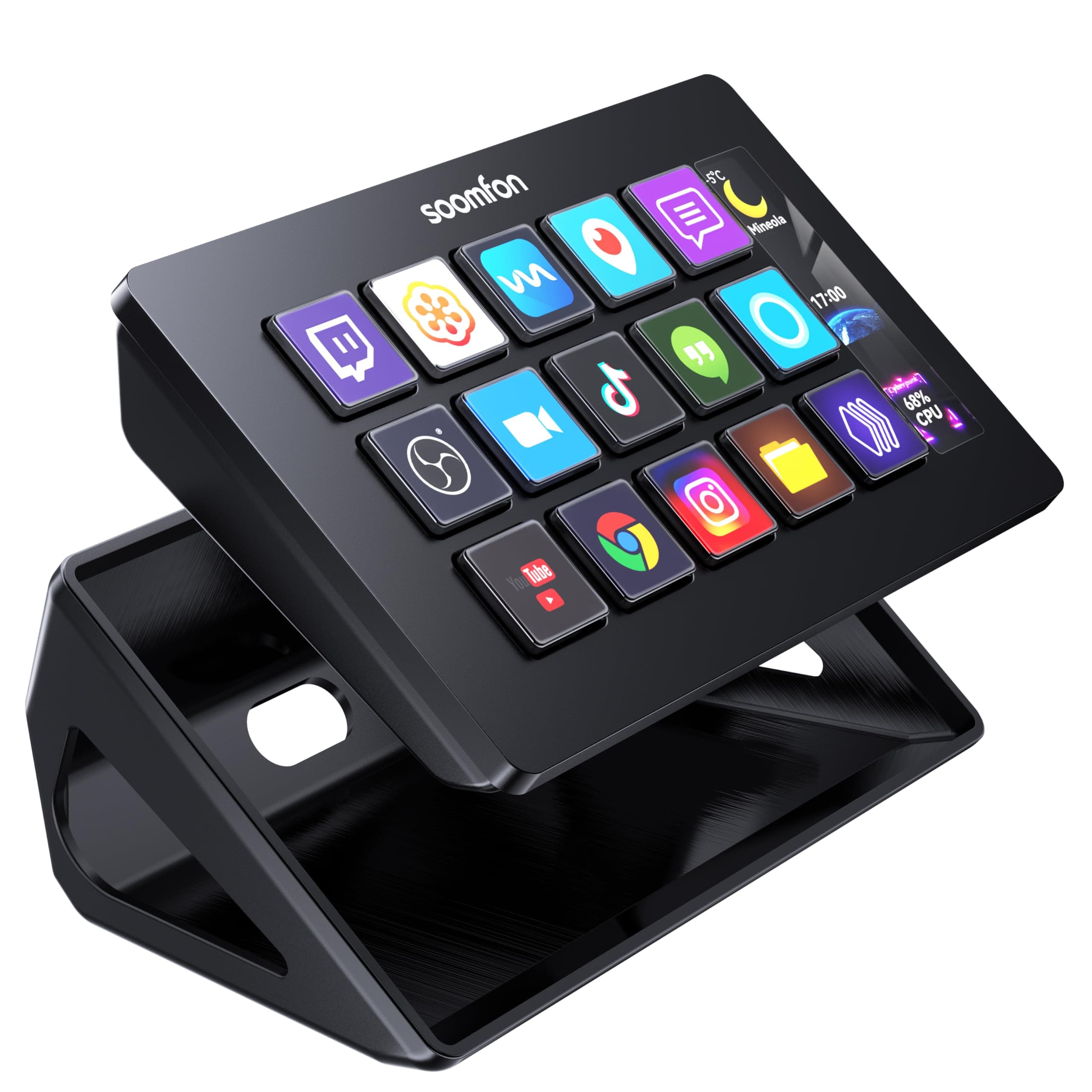 SOOMFON Stream Control Deck Studio Stream Controller with 15 Macro Keys & Dashboard, Customized LCD Buttons to Trigger Actions in OBS, Twitch, YouTube, Perfect for Live Streaming Video Editing product image
