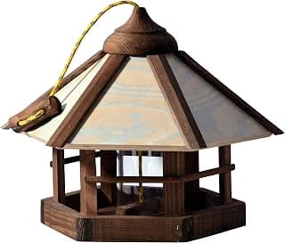 dobar Elaborate Design Bird House, Natural Camouflage with Feed Silo, Hexagonal Wild Bird… product image