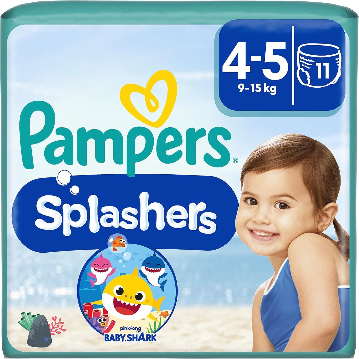 Pampers Splashers, Size 4-5, 11 Disposable Swim Diapers, 9-15 kg, Comfort of a Swimsuit and… product image