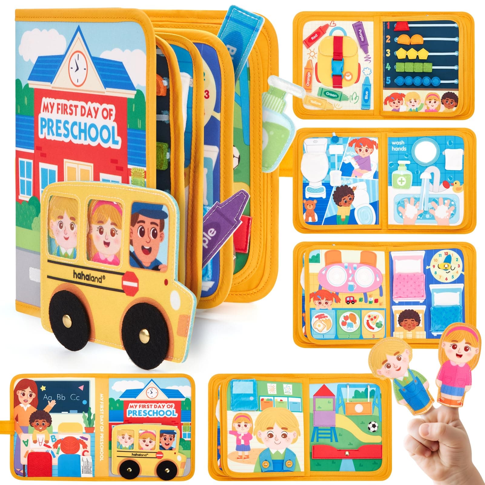 hahaland My First Day of Preschool Busy Book – Montessori Sensory Toy for 1-3 Year Olds |… product image