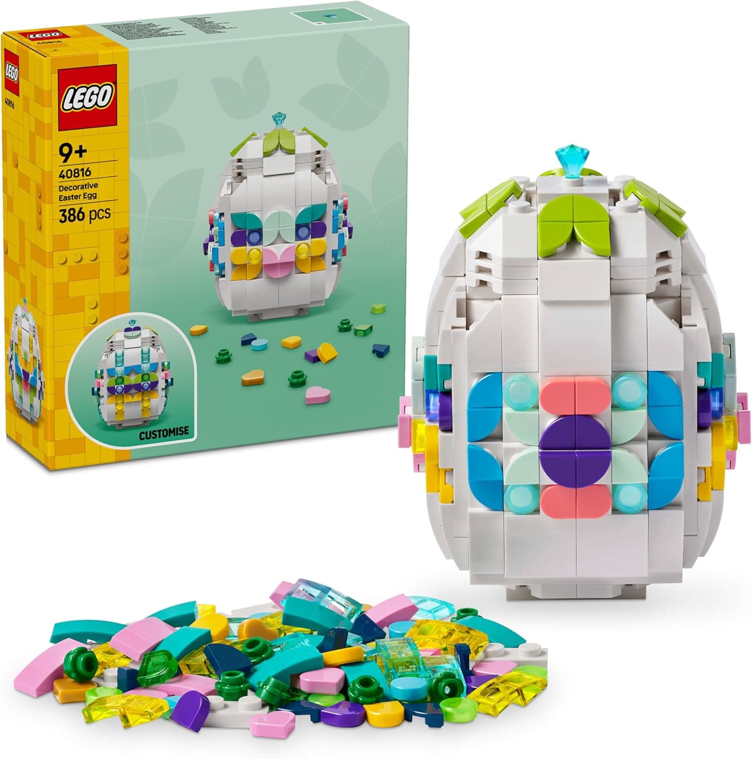 LEGO Decorative Easter Egg - Building Toy - Colourful Decoration Pieces Including Golden… product image