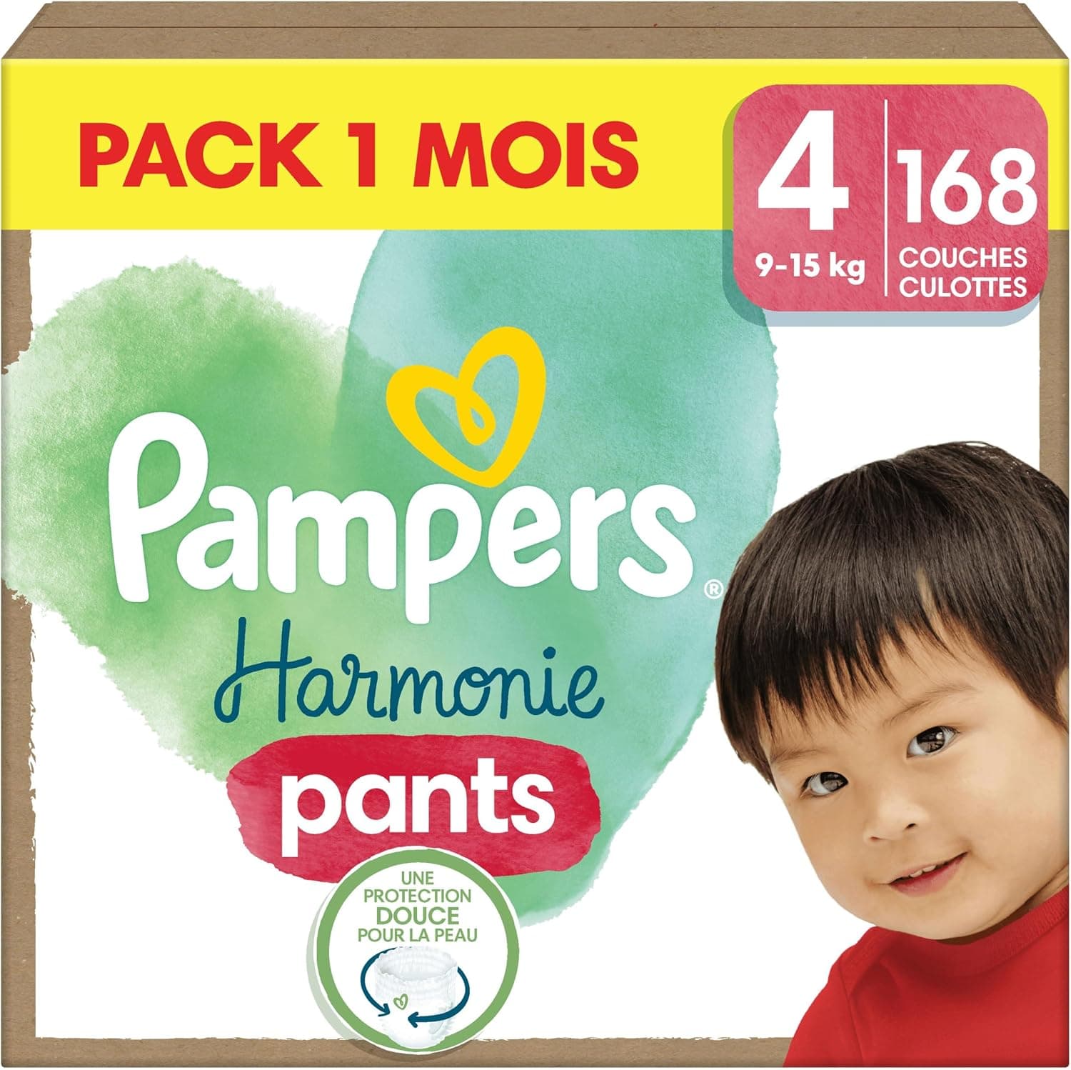 Pampers Harmonie Pants Size 4, 168 Nappies, 9 kg-15 kg, 360° Hold and Soft Outer Veil Made of… product image