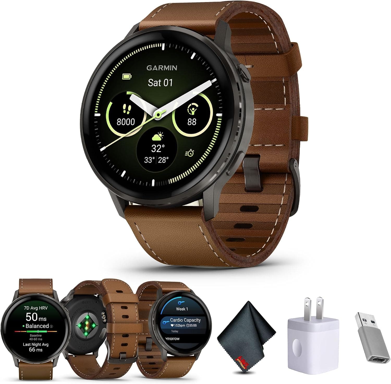 Garmin Venu 4 Smartwatch AMOLED 45mm (Slate/Brown) product image