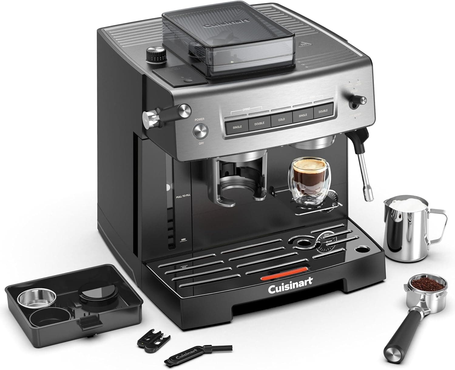 Cuisinart® Grind, Tamp and Brew Espresso Machine | Espresso, Americano, Cold Brew | Integrated… product image