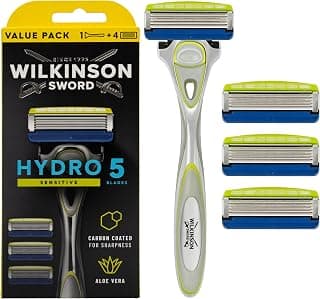 Hydro 5 Sensitive Razor for Men, Shaving Handle + 4 Razor Blades, Moisturising Gel Pools and… product image