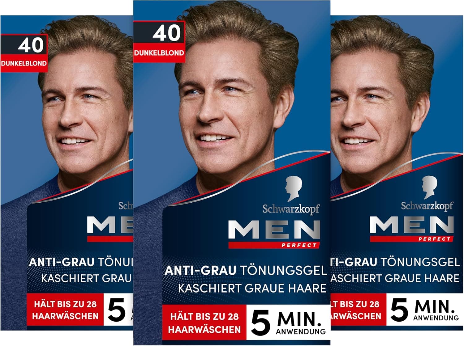 Schwarzkopf Men Perfect Anti-Grau Tönungsgel 40 Dunkelblond (80 ml) | temporäre Haarfarbe für… product image