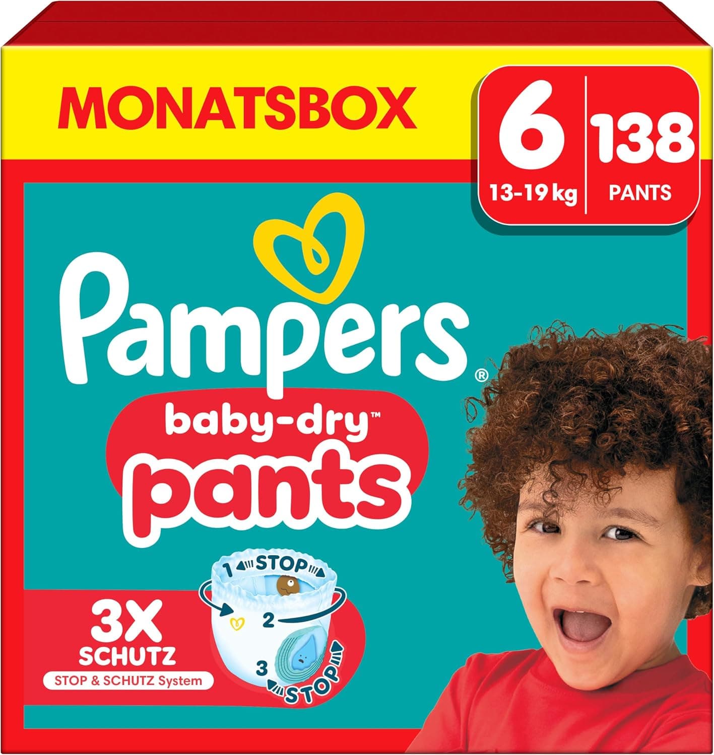 Pampers Spodnie Baby-Dry. Rozmiar 6, 138 pieluch, 14-19 kg, 360° Zabezpieczenie przed… product image
