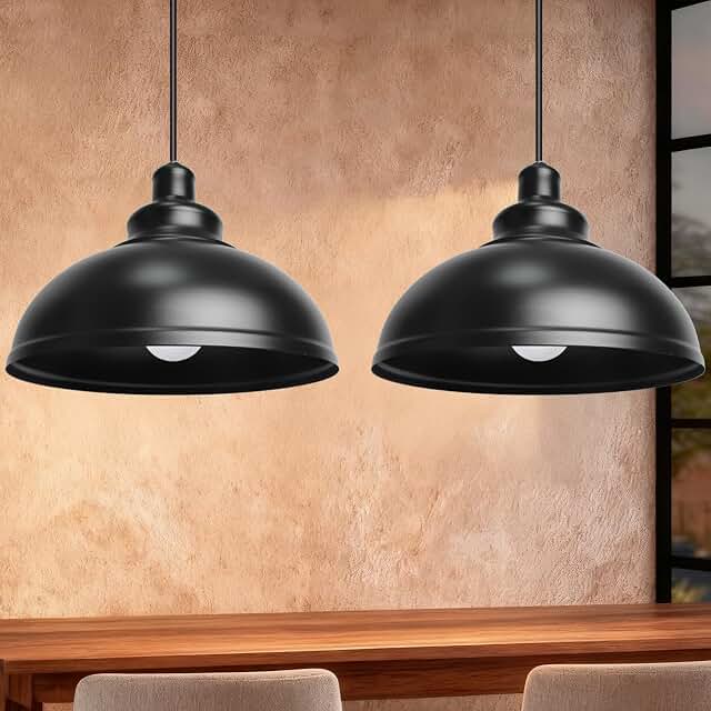 Pack of 2 Pendant Light Diameter 29 cm Black Retro Pendant Lamp E27 Industrial Lampshade… product image