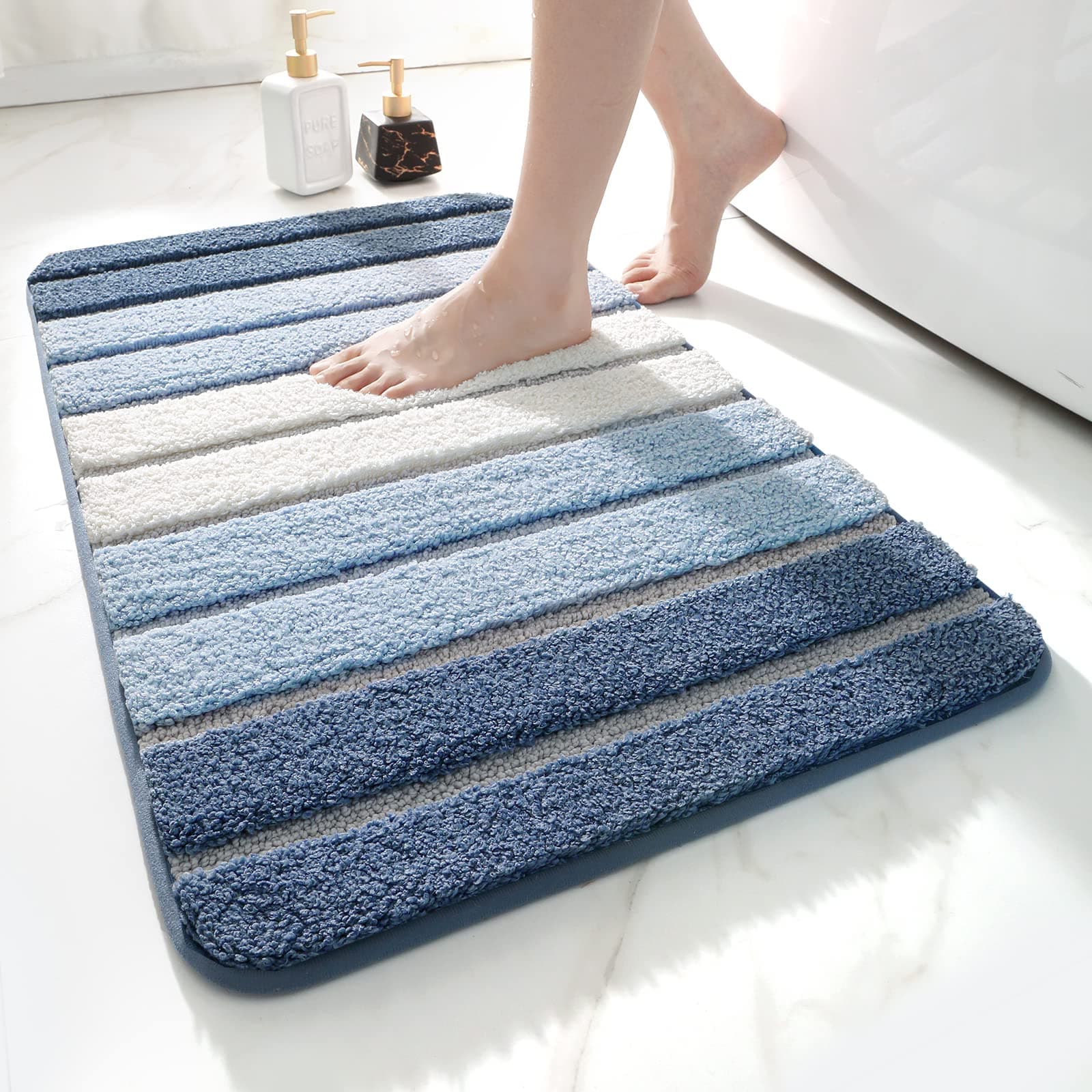 DEXI Bath Mat 40 x 60 cm, Extra Soft Absorbent Microfiber, Non-Slip Washable Rugs for Shower… product image