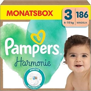 Harmonie Nappies Size 3, 186 Nappies, 6 kg - 10 kg, Gentle Skin Protection with 100% Pampers… product image