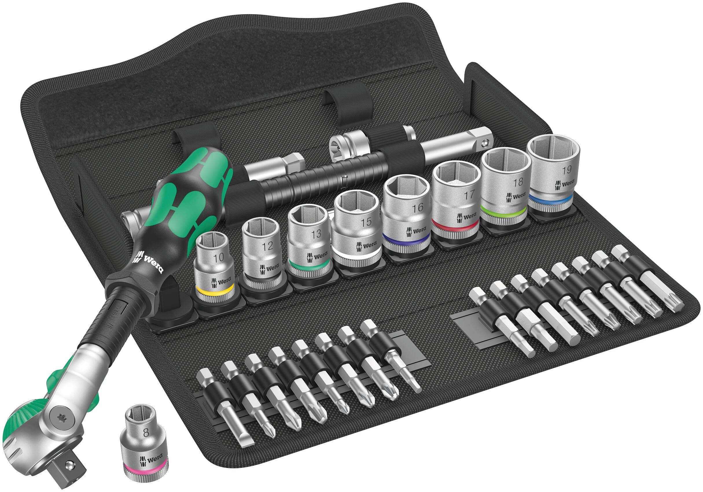 Wera 8100 SB 6 Zyklop Speed 3/8" Multifunction Ratchet & Socket Set, Metric, 29pc,… product image