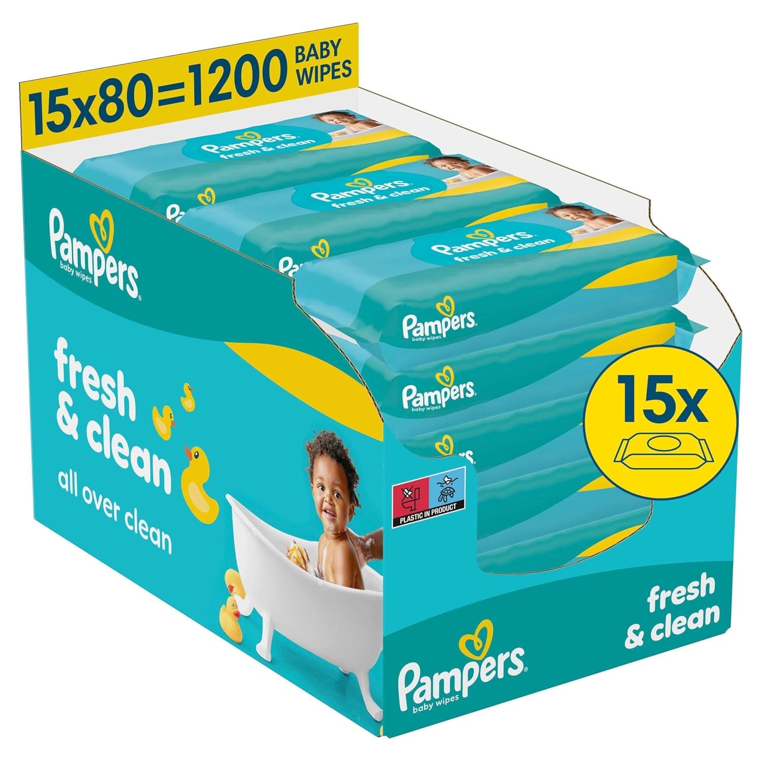 Pampers Fresh Clean Feuchttücher, 15x80 (1200 Stück) product image
