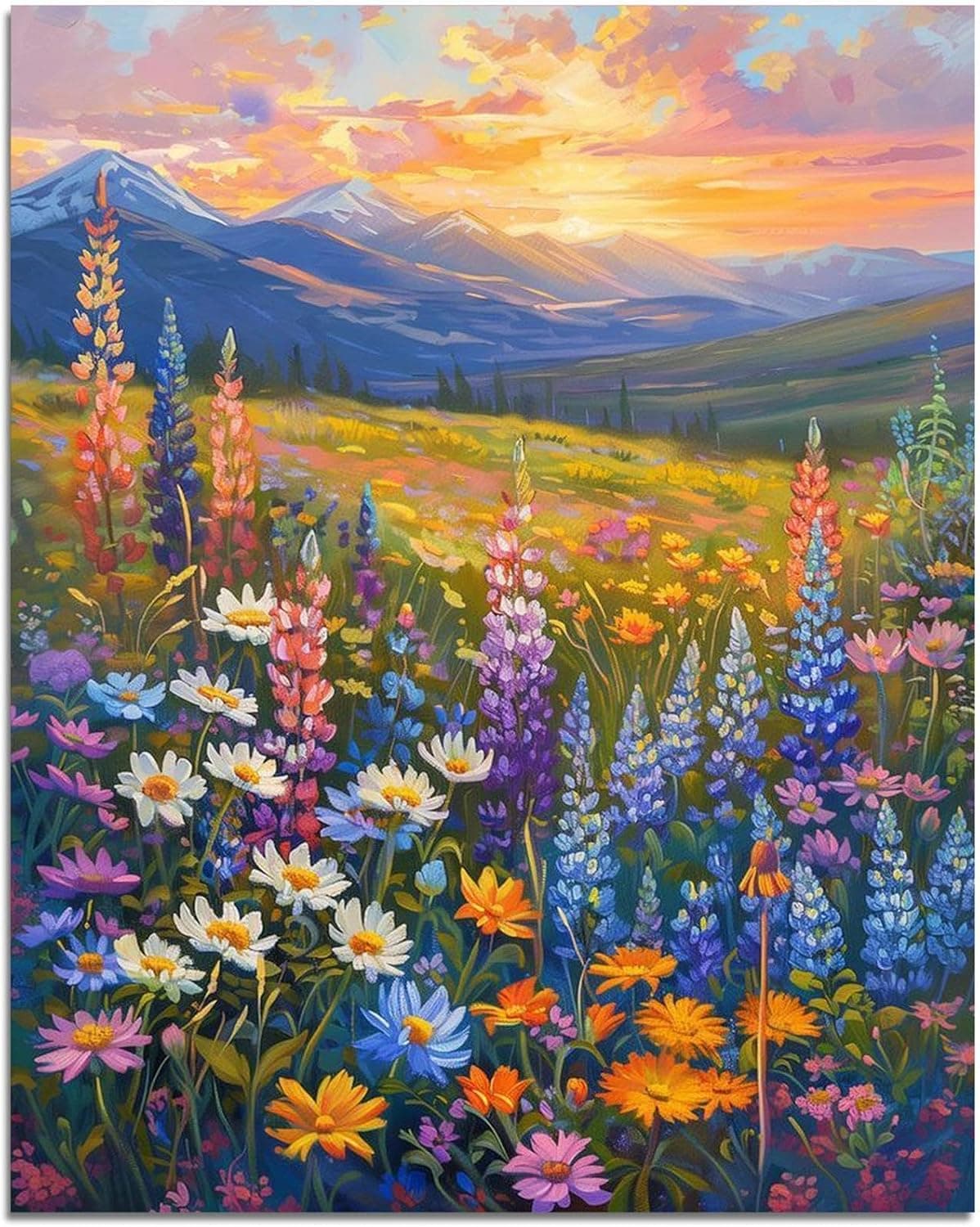 Qiukoo Malen nach Zahlen Erwachsene Landschaft - Blumenmeer Malen nach Zahlen - 40x50 cm DIY… product image