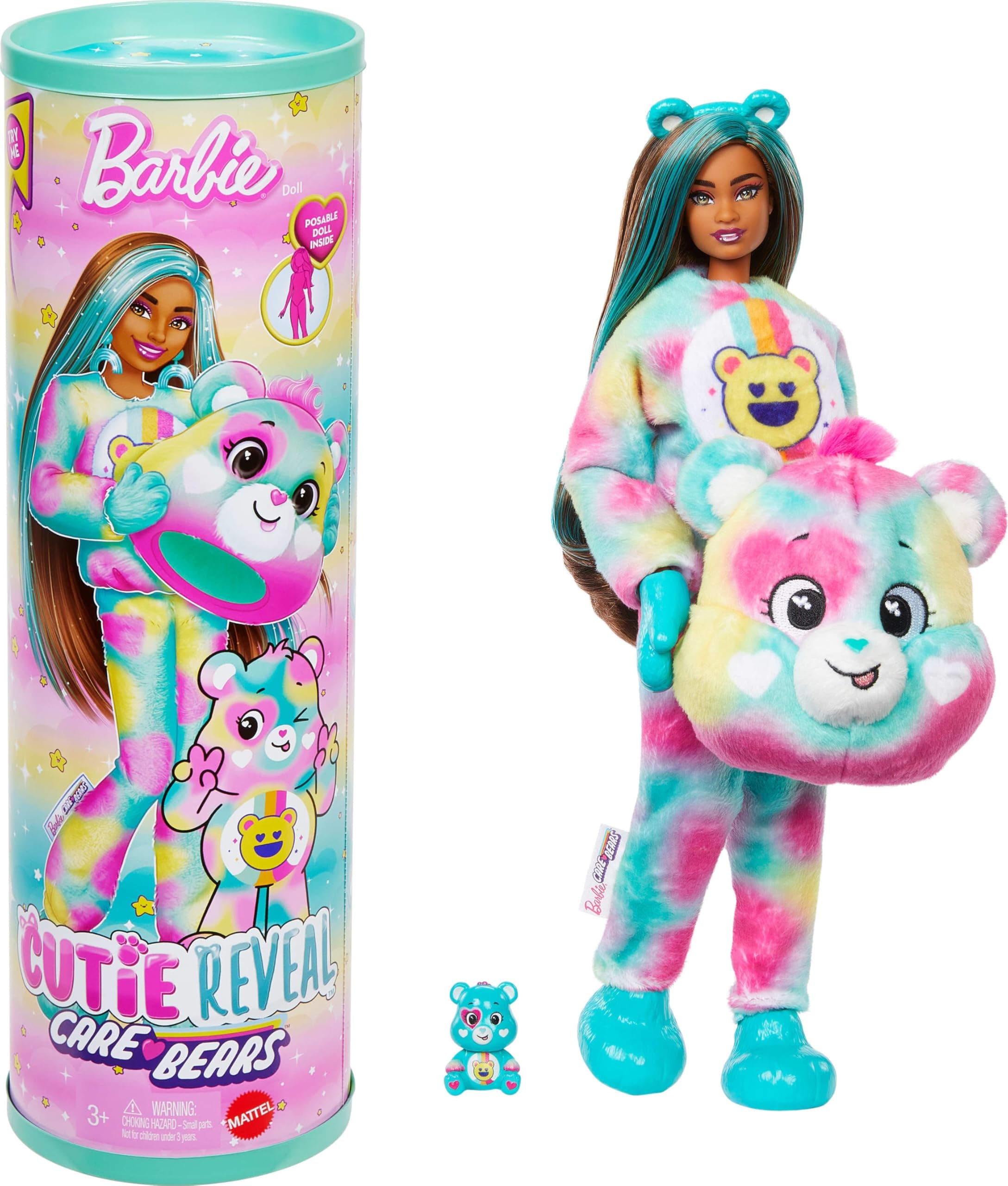 Barbie Cutie Reveal Care Bears Doll & Accessories, Series 2 Good Vibes Bear with 10 Surprises… product image