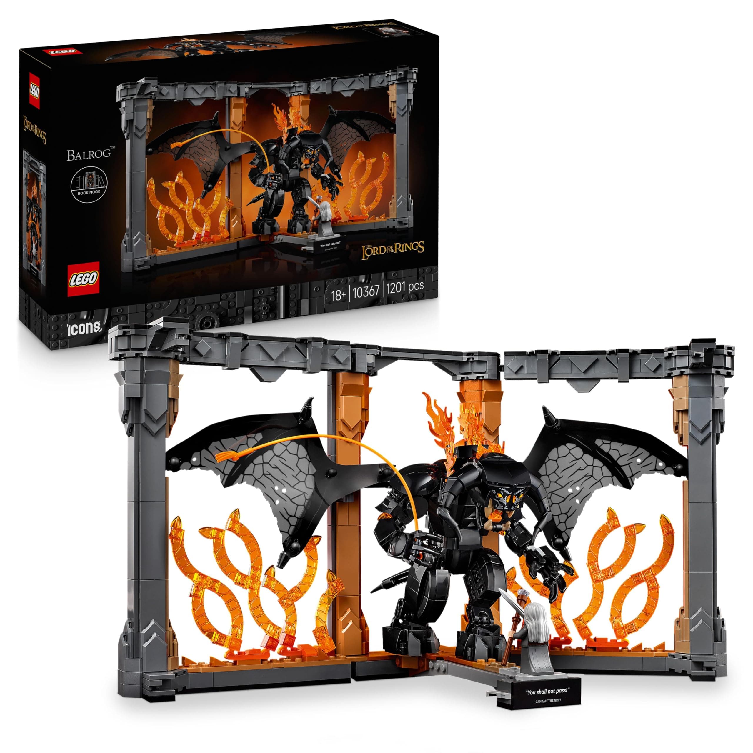LEGO Icons The Lord of the Rings: Balrog Book Nook - DIY Bookshelf Decor with a Gandalf the… product image