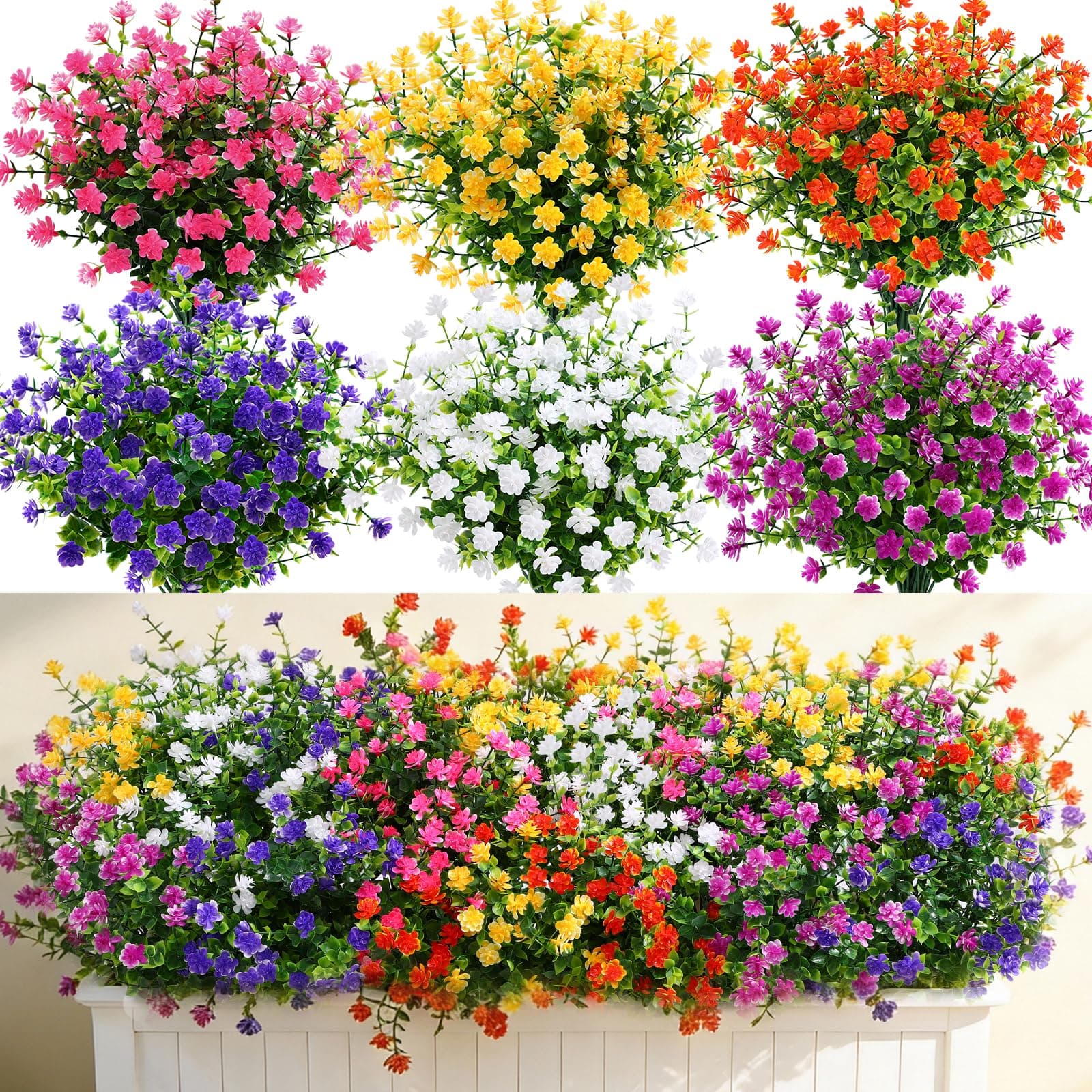 Alupssuc 20 Bundles Outdoor Artificial Flowers Spring Faux Greenery UV Resistant Fake Flower… product image