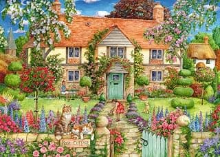 Rose Cottage 1000 Piece Jigsaw Puzzle for Adults & Kids Age 12+ – Country Cottage Garden Scene… product image