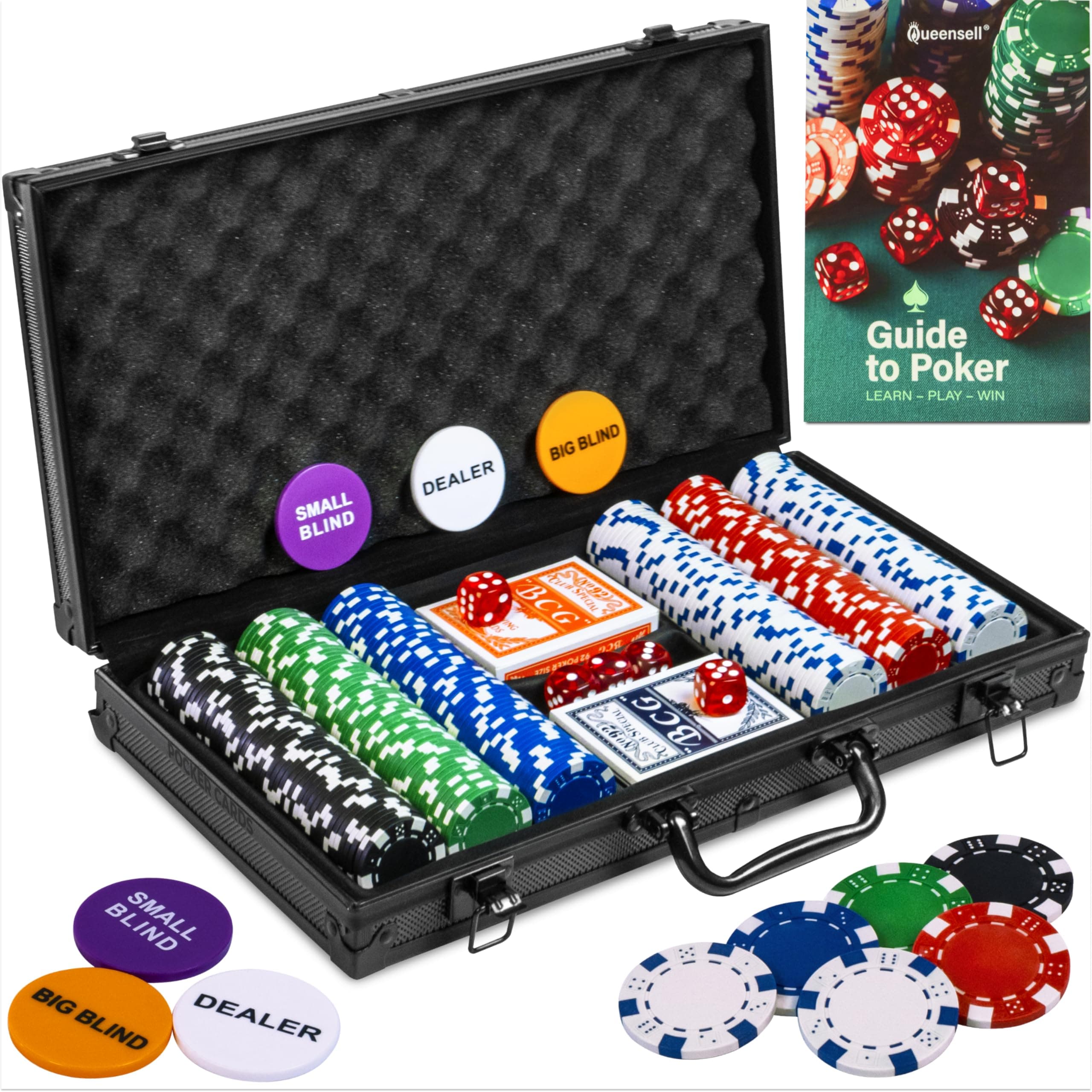 Queensell Malette Poker avec 300 Jetons Poker pour Texas Holdem – Poker Set Complet avec… product image