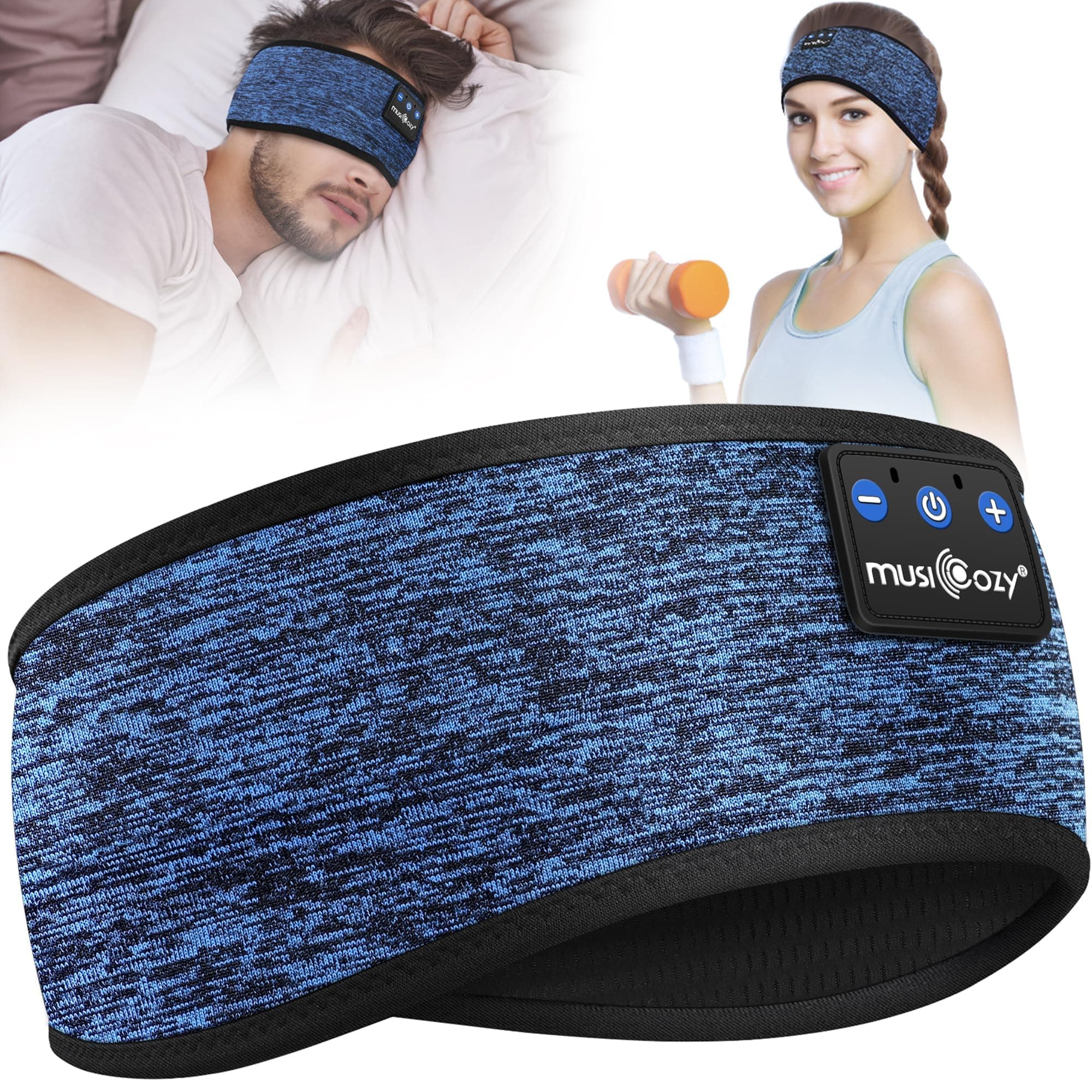 MUSICOZY Sleep Headphones Headband Bluetooth Soft Headphones for Sleeping & Sport with Thin Speakers,Wireless Music Earphones Tech Gifts for Men Women Teens Yoga Workout Fitness Relax Travel product image